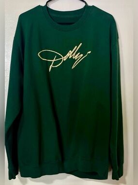 Women’s Dolly Dark Green Sweatshirt with Gold Script Detail
